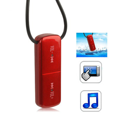 4GB Waterproof IPX7 Touch Button MP3 Player (Red) - Click Image to Close